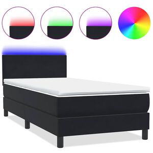 vidaXL Box spring postelja z vzmetnico LED črna 80x220 cm žamet
