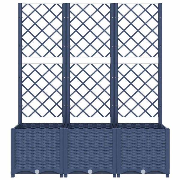 vidaXL Cvetlično korito z oporno mrežo modro sivo 120x40x136 cm PP