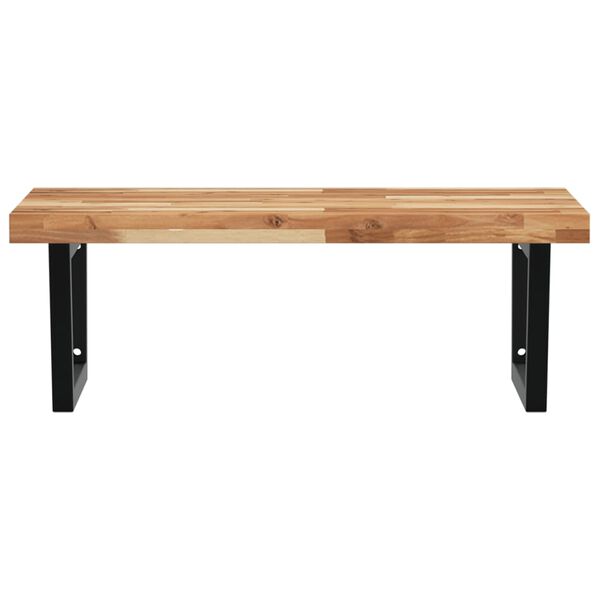 vidaXL Stenska polica za umivalnik jeklo in trden akacijev les