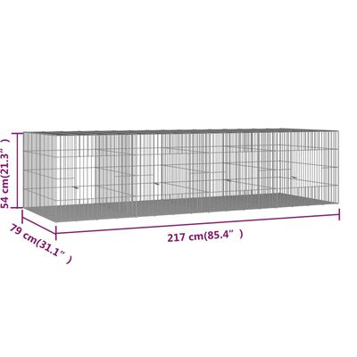vidaXL 4-delna ograda za zajce 217x79x54 cm pocinkano železo