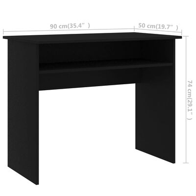 vidaXL Pisalna miza črna 90x50x74 cm iverna plošča