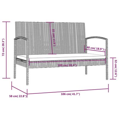 vidaXL Vrtna sedežna garnitura 8-delna z blazinami poli ratan siva