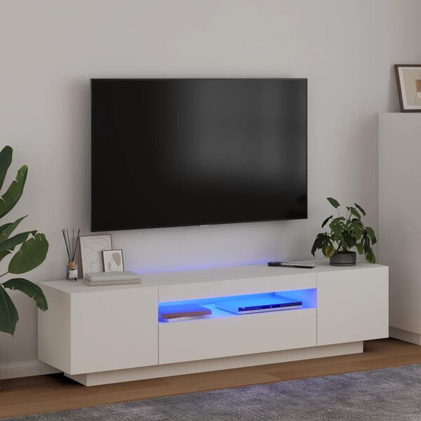 vidaXL TV omarica z LED lučkami bela 160x35x40 cm