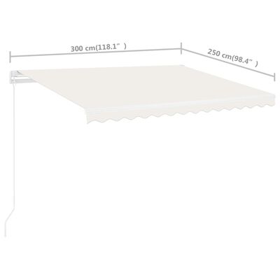 vidaXL Prostostoječa ročno zložljiva tenda 300x250 cm krem