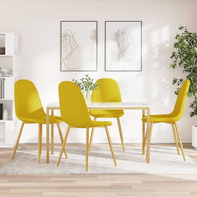 vidaXL Jedilni stoli 4 kosi gorčično rumen žamet