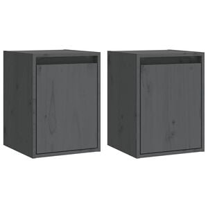 vidaXL Stenska omarica 2 kosa siva 30x30x40 cm trdna borovina
