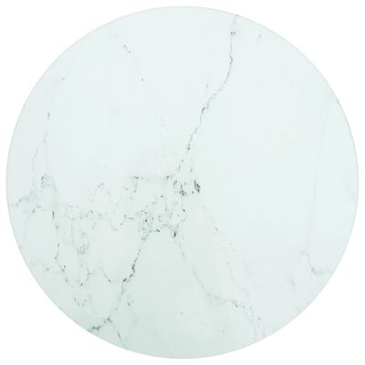 vidaXL Mizna plošča bela Ø30x0,8 cm kaljeno steklo z marmorjem