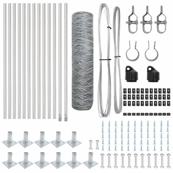 vidaXL Steber ograje. srebrna 25 x 0,6 m (36 mm mreža) Jeklo