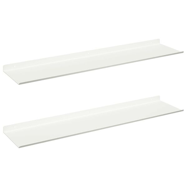 vidaXL Ležeča polica 2 pcs Bela 80 x 18 x 2,5 cm Jeklo