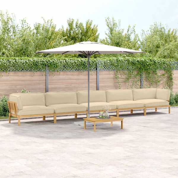 vidaXL Kavčna garnitura z blazino 6 pcs Bež Masiven les akacije