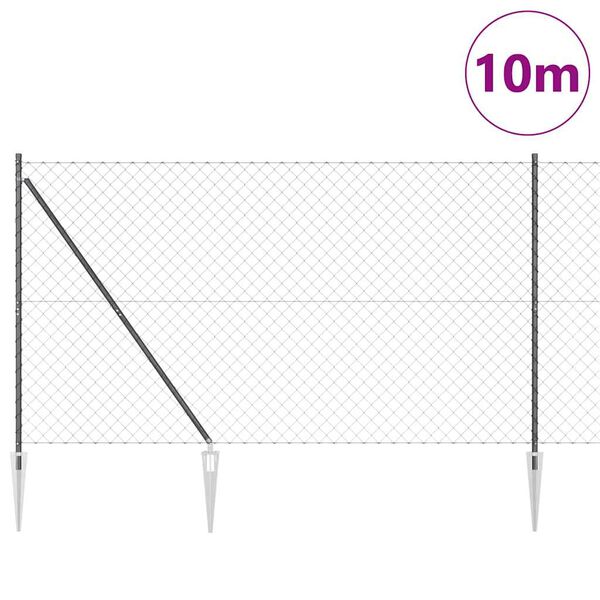 vidaXL Steber ograje. Siva 10 x 1,6 m (60 x 60 mm mreža) Jeklo in PVC