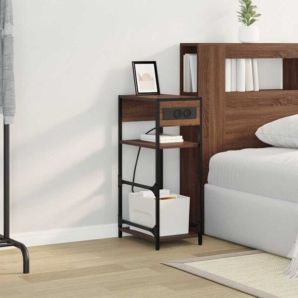 vidaXL Nočna omarica Rjav hrast 40 x 27 x 76 cm Konstruiran les