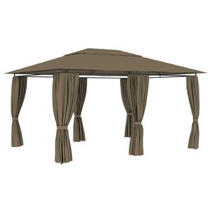 vidaXL Vrtni &scaron;otor z zavesami 4x3 m taupe 180 g/m&sup2;
