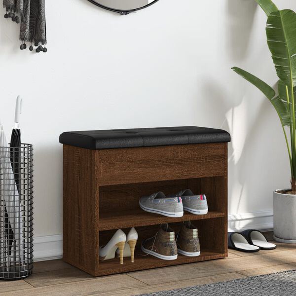 vidaXL Klop za čevlje rjavi hrast 62x32x50 cm inženirski les