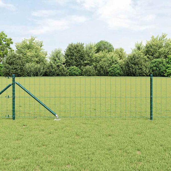 vidaXL Ograja s stebrom Zelena 0,4 x 50 m Jeklo in PVC