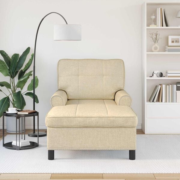 vidaXL Ležalna postelja z blazino krema 91 x 157 x 91 cm blago