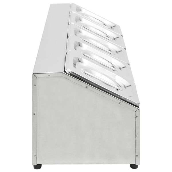 vidaXL Gastronomsko držalo s 5 GN 1/6 posodami nerjaveče jeklo