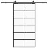 vidaXL Drsna vrata z opremo črna 102x205 cm ESG steklo