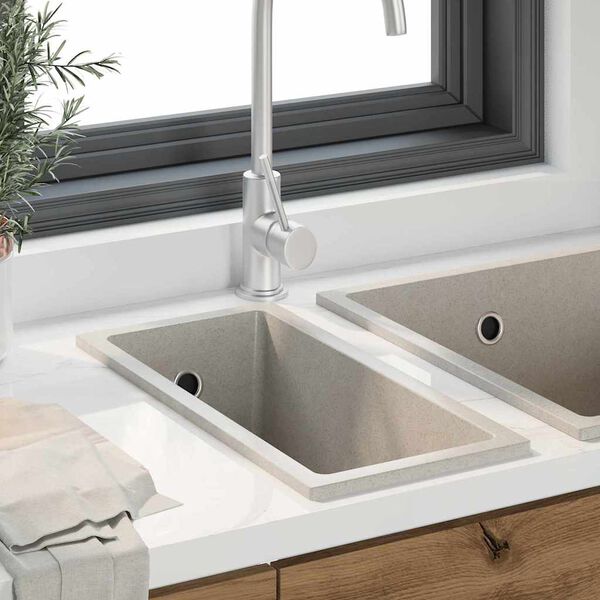 vidaXL Kuhinjska umivalnica Bež 21 x 44 x 14 cm Granit