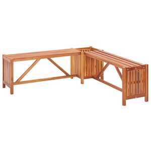 vidaXL Vrtna kotna klop s cvetličnim koritom 117x117x40cm akacijev les