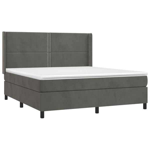 vidaXL Box spring postelja z vzmetnico temno siva 160x200 cm žamet