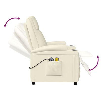vidaXL Električni masažni stol kremno belo umetno usnje