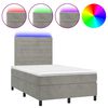 vidaXL Box spring postelja z vzmetnico LED sv. siva 120x190 cm žamet