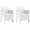 vidaXL Vrtni Stol z blazino 2 pcs Bela 53 x 49 x 85 cm Polipropilen