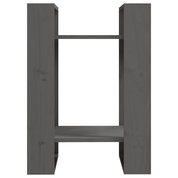 vidaXL Knjižna omara/pregrada siva 41x35x57 cm trdna borovina