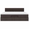 vidaXL Otomanska postelja z vzmetnico&LEDs temno rjava 180x200cm blago