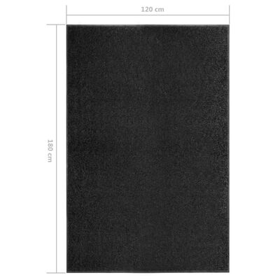 vidaXL Pralni predpražnik črn 120x180 cm