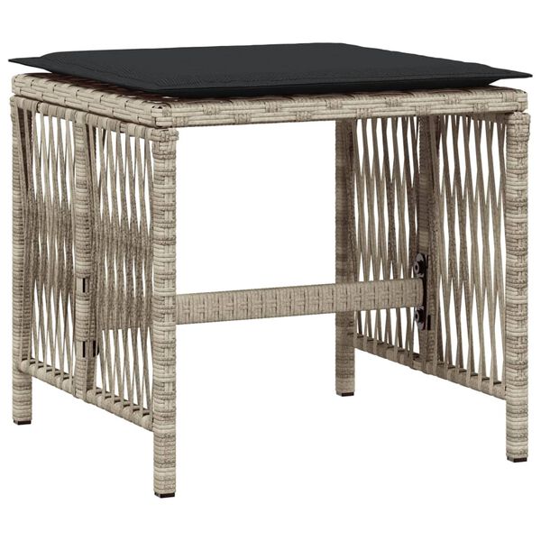 vidaXL Vrtna jedilna garnitura 9-delna z blazinami sv. siv poli ratan