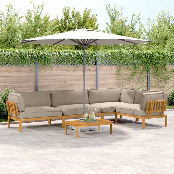 vidaXL Kavčna garnitura z blazino 5 pcs Taupe Masiven les akacije