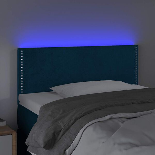 vidaXL LED posteljno vzglavje temno modro 100x5x78/88 cm žamet