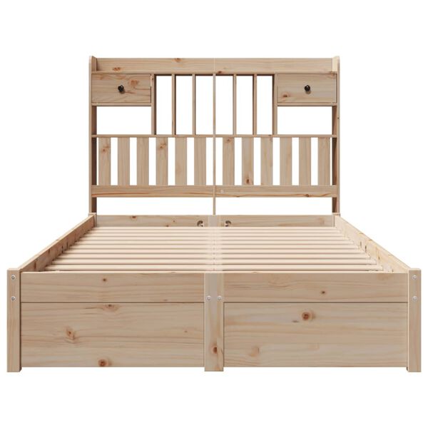 vidaXL Knjižna postelja brez vzmetnice 135x190 cm trdna borovina