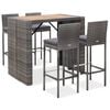 vidaXL Zunanja barska garnitura 5-delna poli ratan in akacija siva