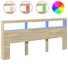 vidaXL Omarica za vzglavje postelje LED sonoma hrast 220x17x102 cm
