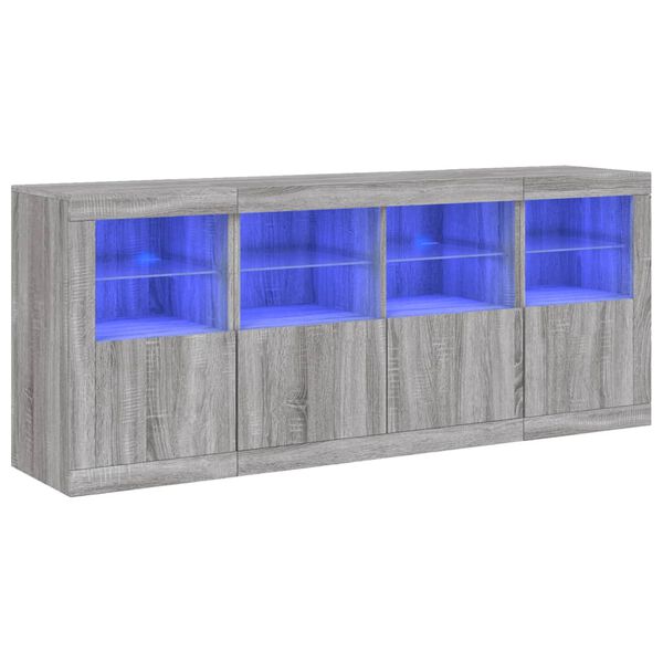 vidaXL Komoda z LED lučkami siva sonoma 163x37x67 cm