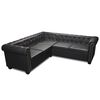 vidaXL Chesterfield kotna sedežna garnitura umetno usnje črna