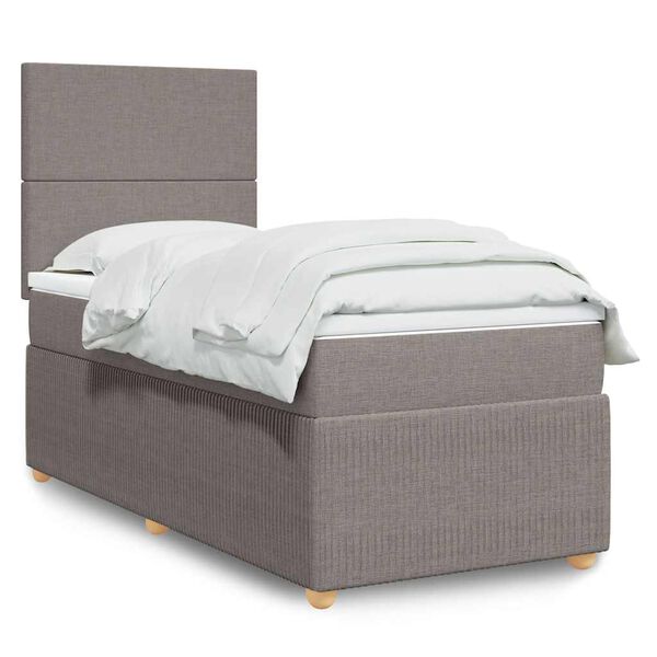 vidaXL Box spring postelja z vzmetnico taupe 80x200 cm blago