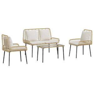 vidaXL Set vrtn furniture 4 kos Črna in krem poli ratan