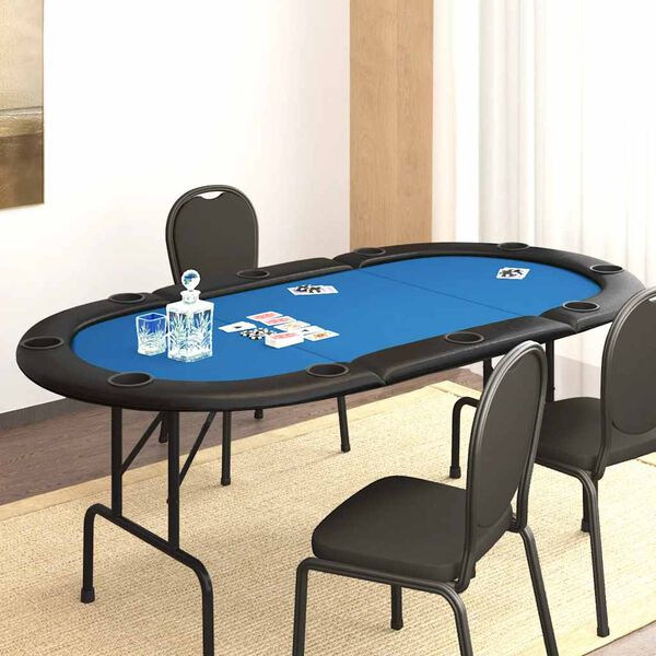 vidaXL Zložljiva poker miza za 10 igralcev modra 207x106x76 cm