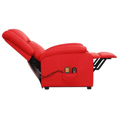 vidaXL Masažni stol s funkcijo vstajanja rdeče umetno usnje