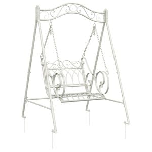 vidaXL Gugalna klop Jeklo 113 x 121,5 x 168 cm Antik bela