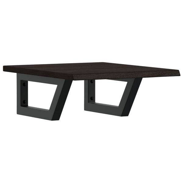 vidaXL Stenska polica za umivalnik jeklo in trdna hrastovina