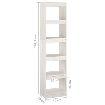 vidaXL Knjižna omara za razdelitev prostora bela 40x30x167,5 cm