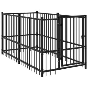vidaXL Pasji boks črn 193,5x97x100 cm jeklo