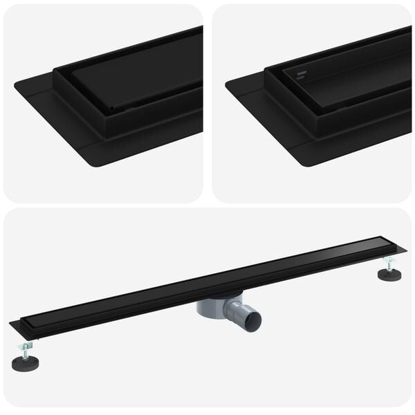 vidaXL Tu&scaron; odtok 2-v-1 z 360&deg; sifonom Črna 100 cm Nerjaveče jeklo 304