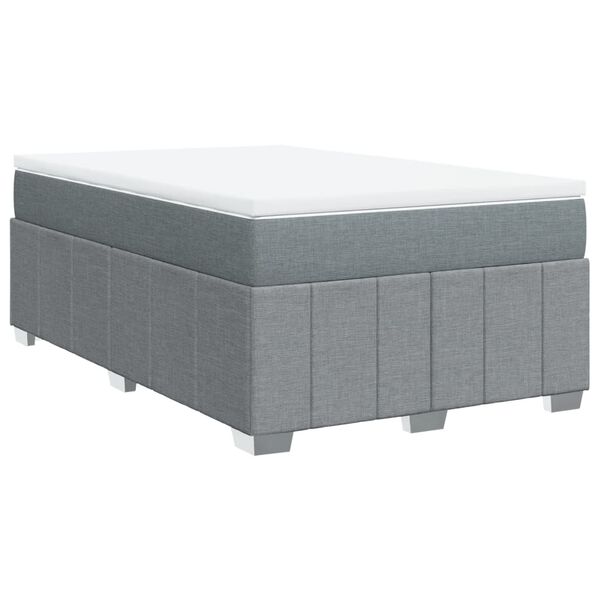 vidaXL Boxspring postelja z vzmetnico svetlo siva 120x190 cm blago