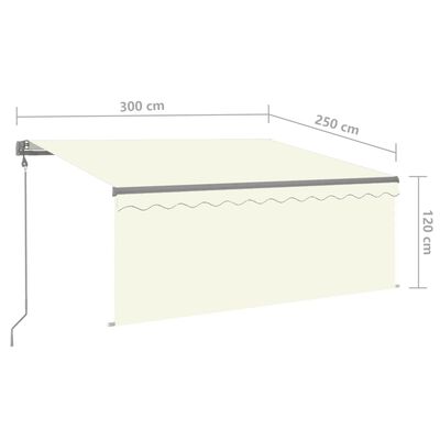 vidaXL Avtomatsko zložljiva tenda s senčilom 3x2,5 m krem
